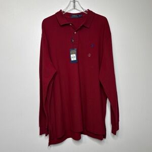 Polo Ralph Lauren Long Sleeve Polo Shirt Red XXL NWT L/S 100% Cotton •FLAW•